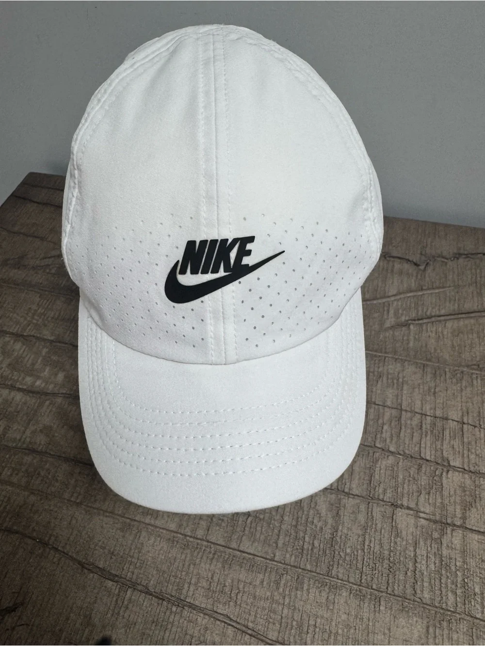 Nike White Baseball Cap with Black Swoosh
